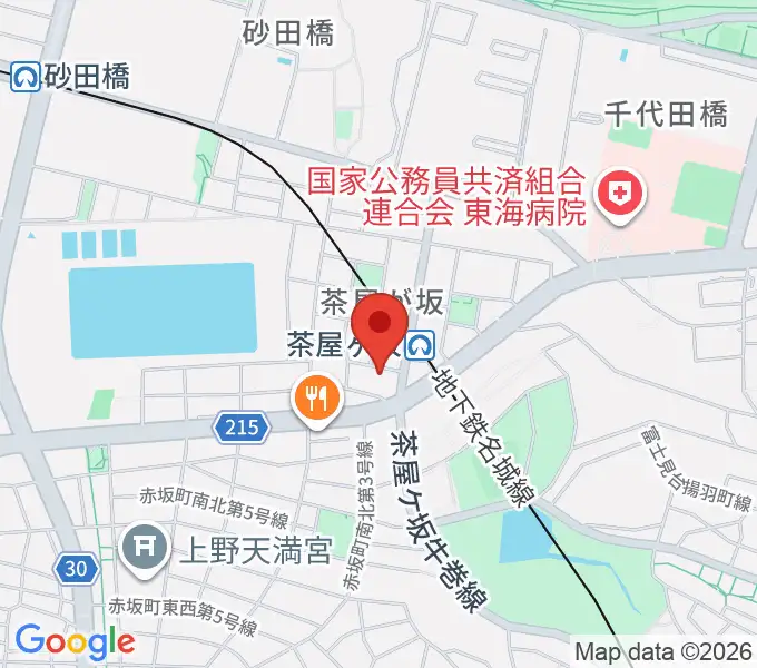 親和楽器 グランドピアノ練習室の地図