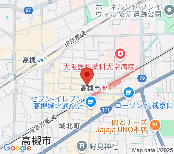 アズイズミュージック高槻店の地図