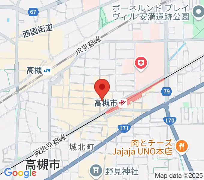 アズイズミュージック高槻店の地図