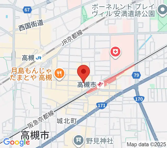 アズイズミュージック高槻店の地図