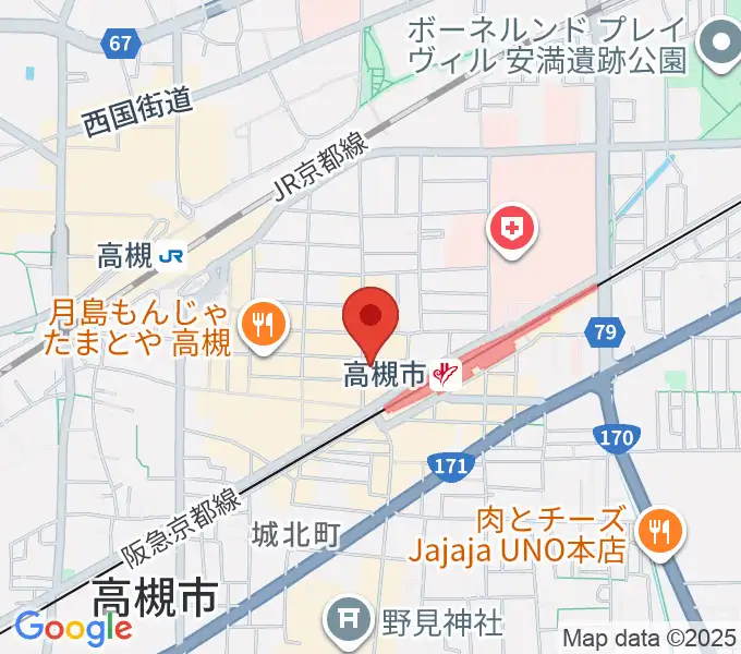 アズイズミュージック高槻店の地図