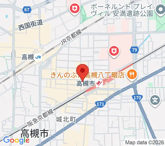 アズイズミュージック高槻店の地図