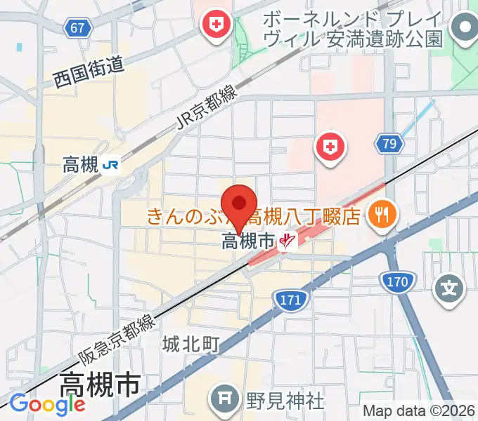 アズイズミュージック高槻店の地図