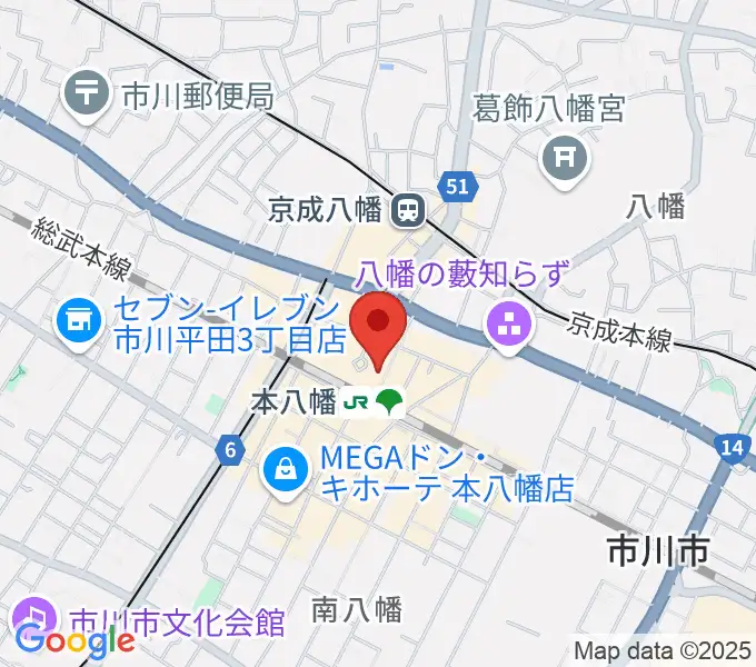 伊藤楽器 本八幡センターの地図