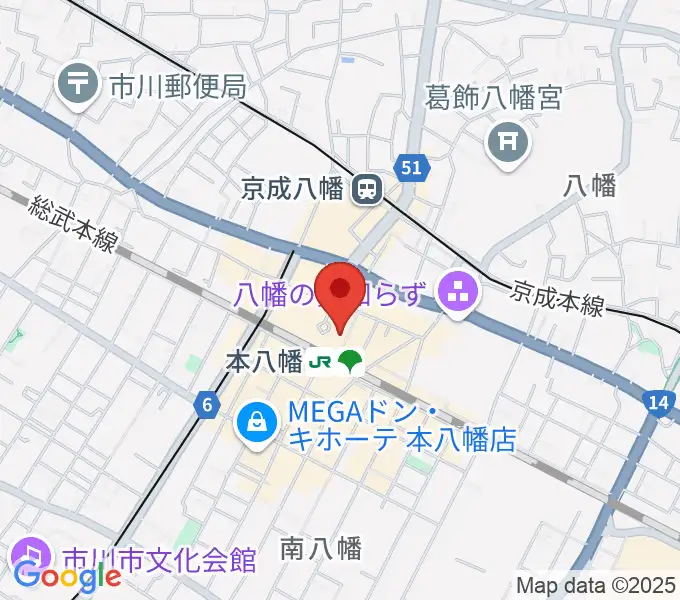 伊藤楽器 本八幡センターの地図