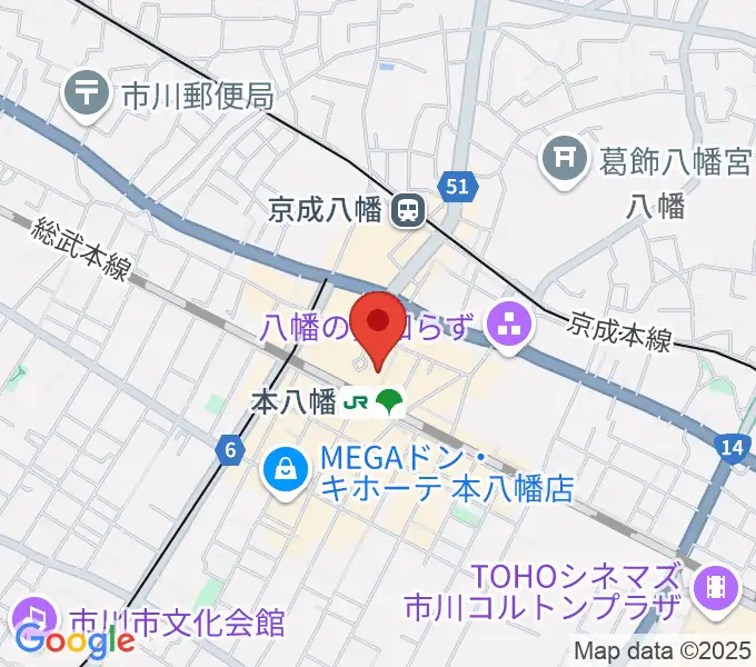 伊藤楽器 本八幡センターの地図