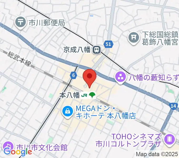 伊藤楽器 本八幡センターの地図