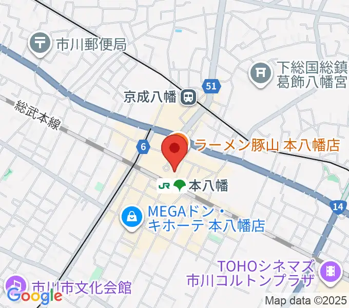 伊藤楽器 本八幡センターの地図