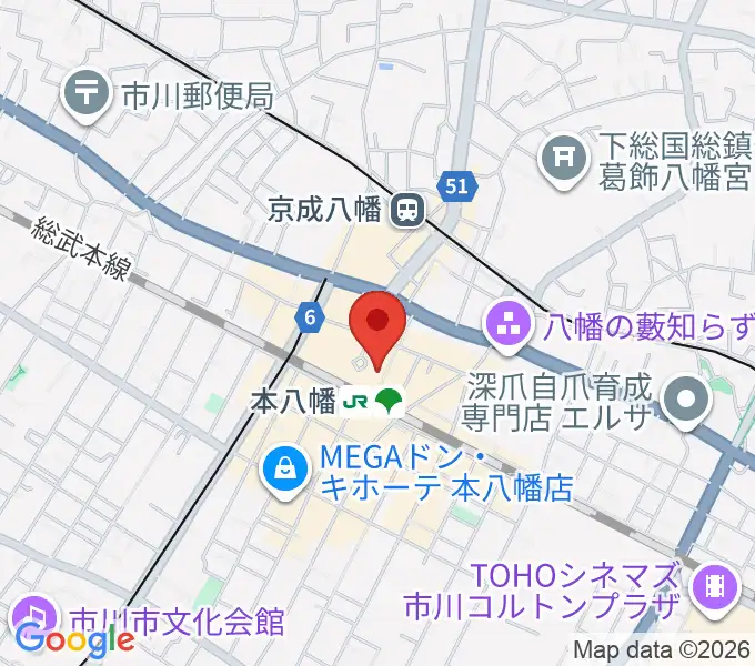 伊藤楽器 本八幡センターの地図