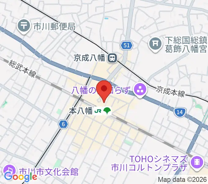 伊藤楽器 本八幡センターの地図