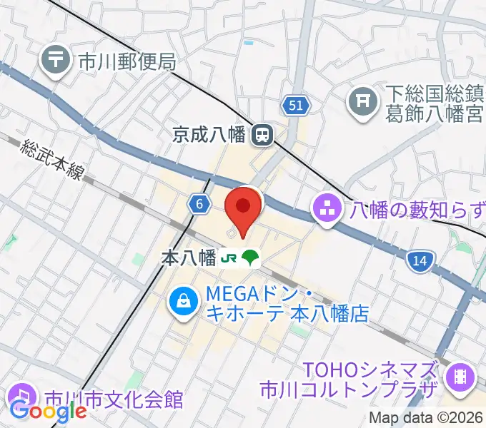 伊藤楽器 本八幡センターの地図