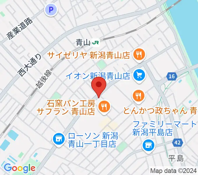 青山リハーサルスタジオ新潟店の地図