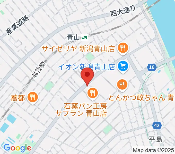青山リハーサルスタジオ新潟店の地図