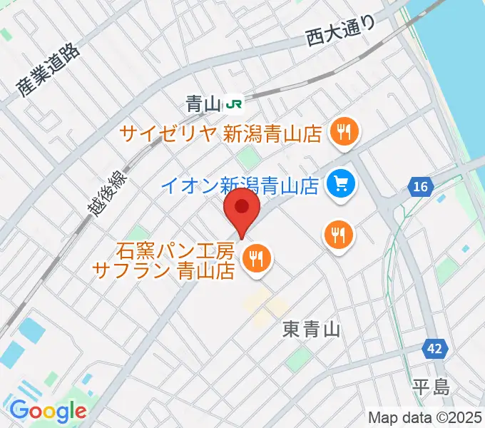 青山リハーサルスタジオ新潟店の地図