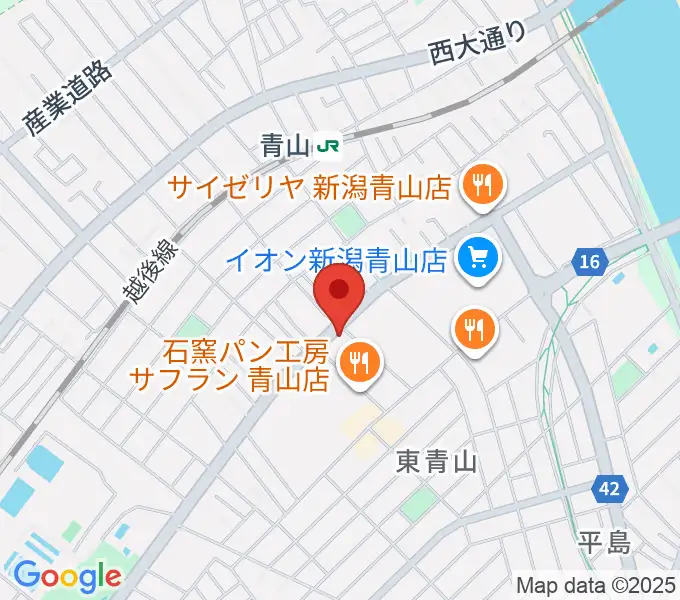 青山リハーサルスタジオ新潟店の地図