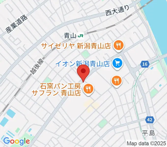 青山リハーサルスタジオ新潟店の地図