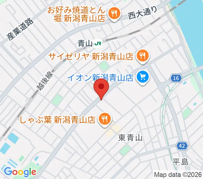 青山リハーサルスタジオ新潟店の地図