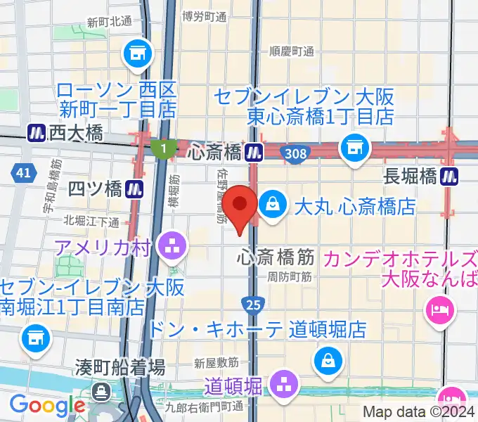 MIKIミュージックサロン心斎橋の地図