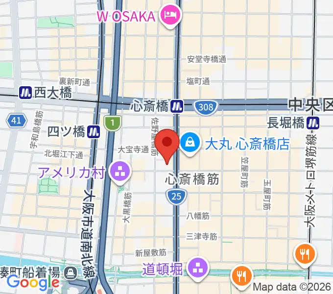 MIKIミュージックサロン心斎橋の地図