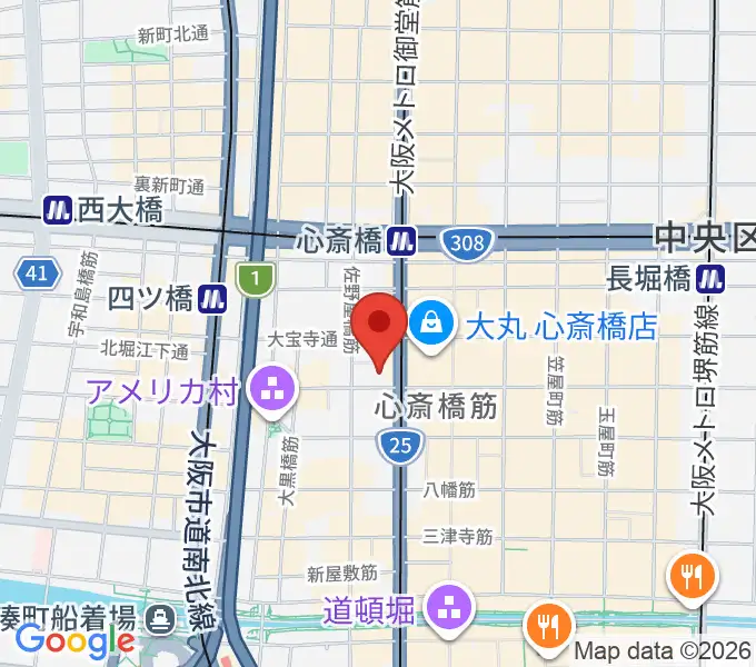 MIKIミュージックサロン心斎橋の地図