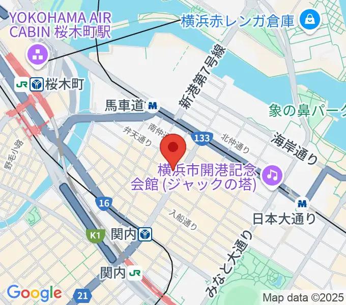 馬車道ピアノサロンの地図