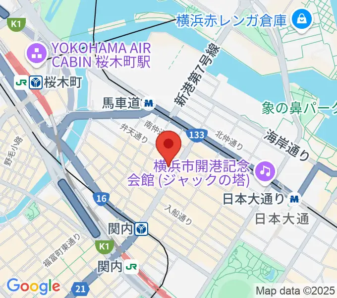 馬車道ピアノサロンの地図