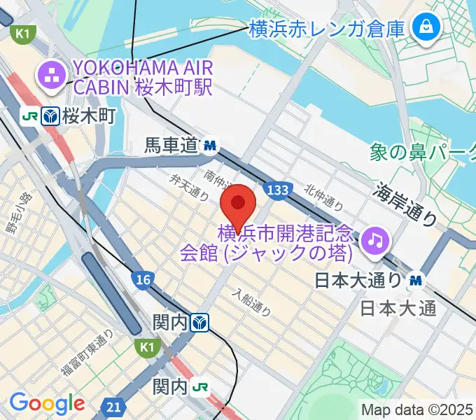 馬車道ピアノサロンの地図