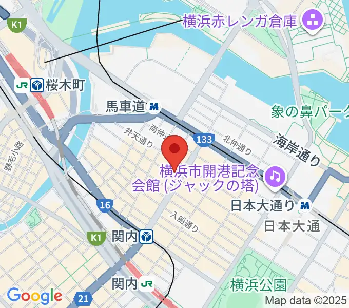 馬車道ピアノサロンの地図