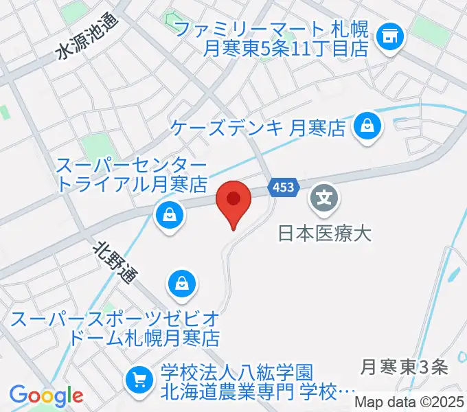エルム楽器 ブランチ札幌月寒センターの地図