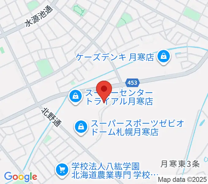 エルム楽器 ブランチ札幌月寒センターの地図