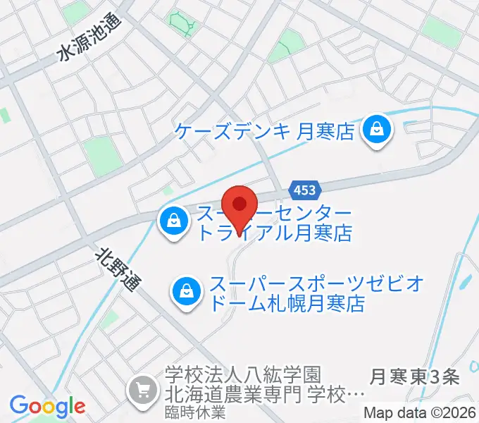 エルム楽器 ブランチ札幌月寒センターの地図