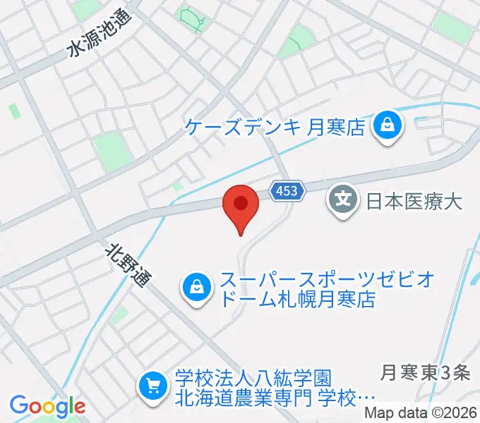 エルム楽器 ブランチ札幌月寒センターの地図