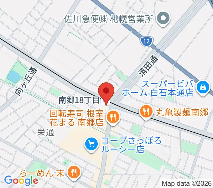 エルム楽器 南郷18丁目センターの地図