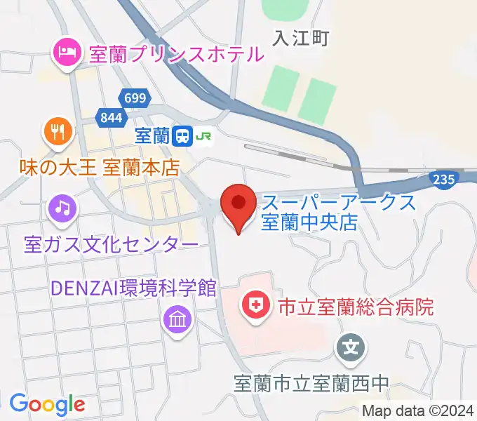 エルム楽器スーパーアークス室蘭中央センターの地図