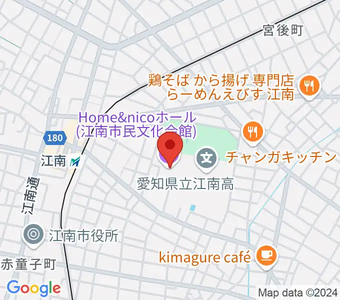 Home&nicoホール 江南市民文化会館の地図