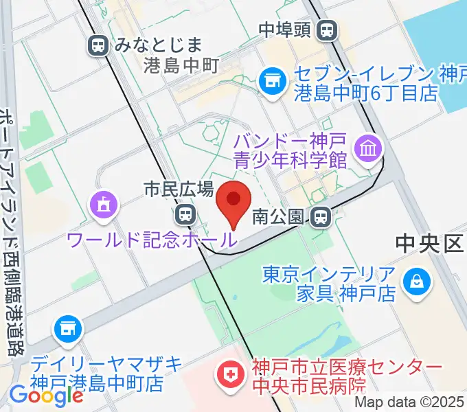 神戸ポートピアホールの地図