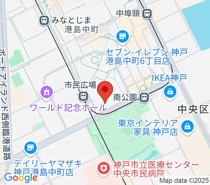 神戸ポートピアホールの地図