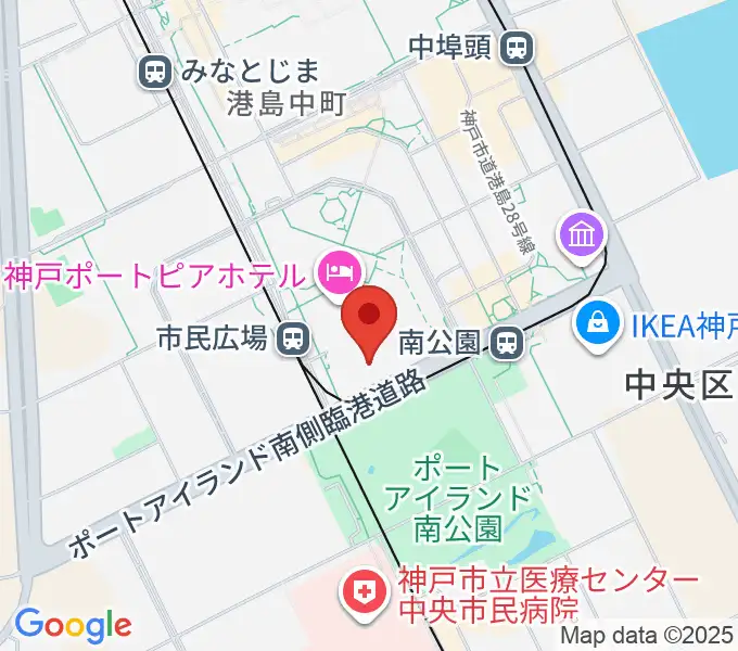 神戸ポートピアホールの地図