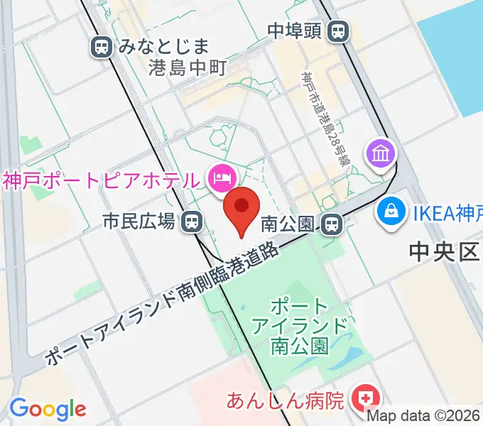 神戸ポートピアホールの地図