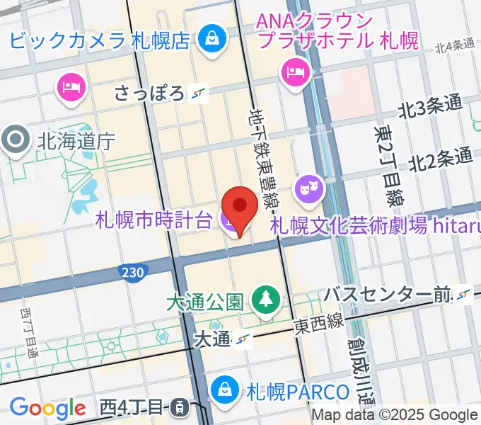 時計台ホールの地図