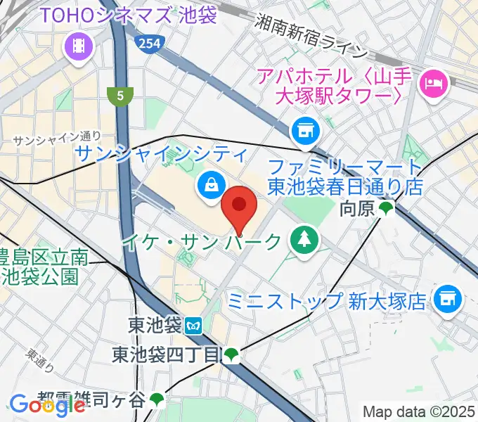 サンシャイン劇場の地図