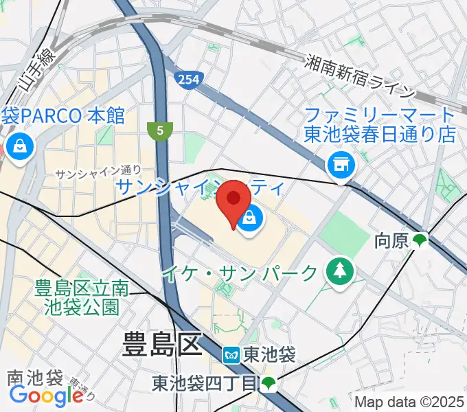 サンシャインシティ噴水広場の地図