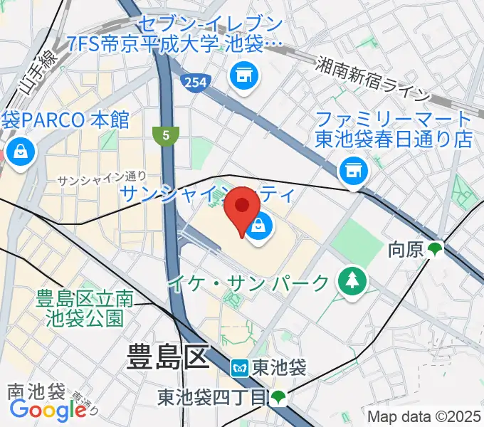 サンシャインシティ噴水広場の地図