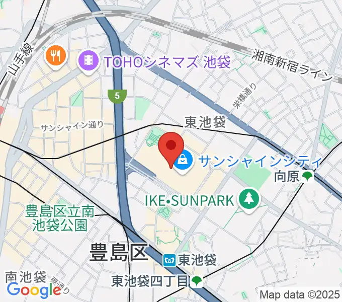 サンシャインシティ噴水広場の地図