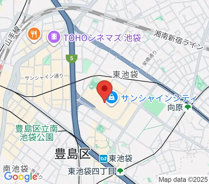 サンシャインシティ噴水広場の地図