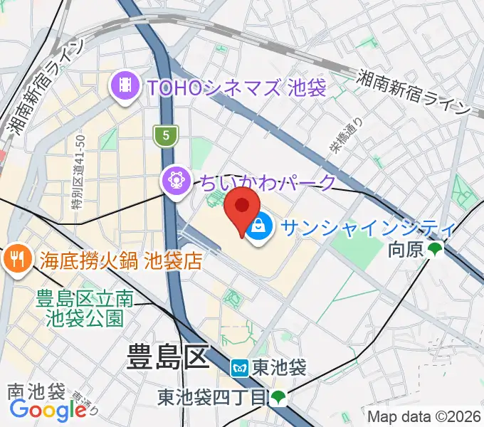 サンシャインシティ噴水広場の地図