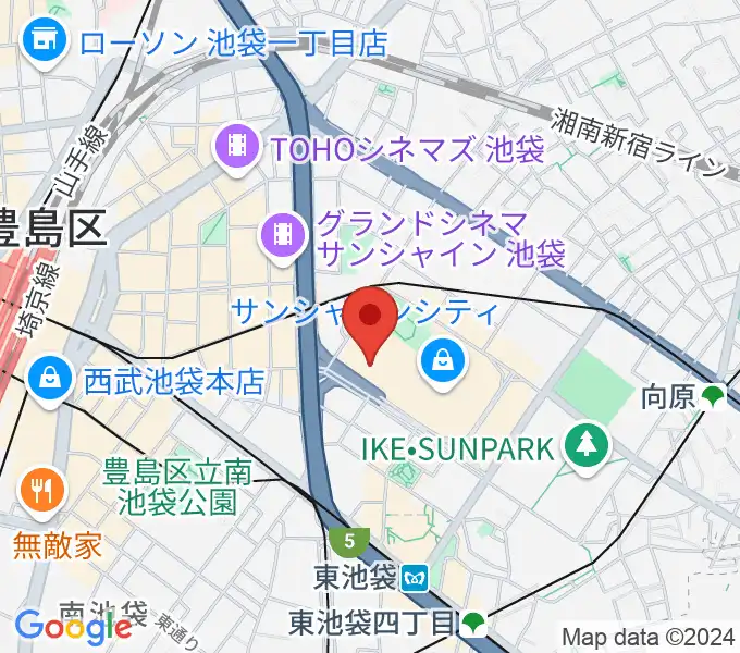 サンシャインシティ 展示ホールの地図