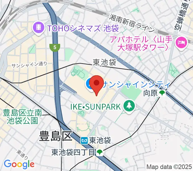 サンシャインシティ 展示ホールの地図