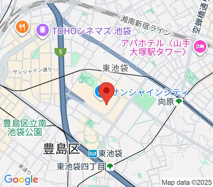 サンシャインシティ 展示ホールの地図