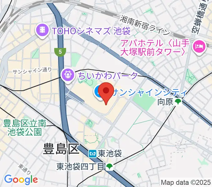 サンシャインシティ 展示ホールの地図